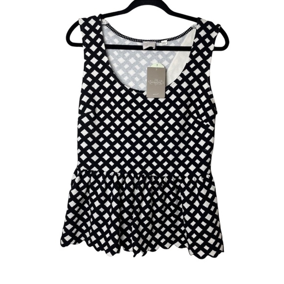 Anthropologie Tops - ANTHRO Postmark Sleeveless Peplum White and Blk Top/Blouse